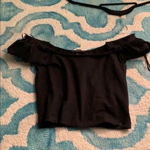 off the shoulder cropped black top